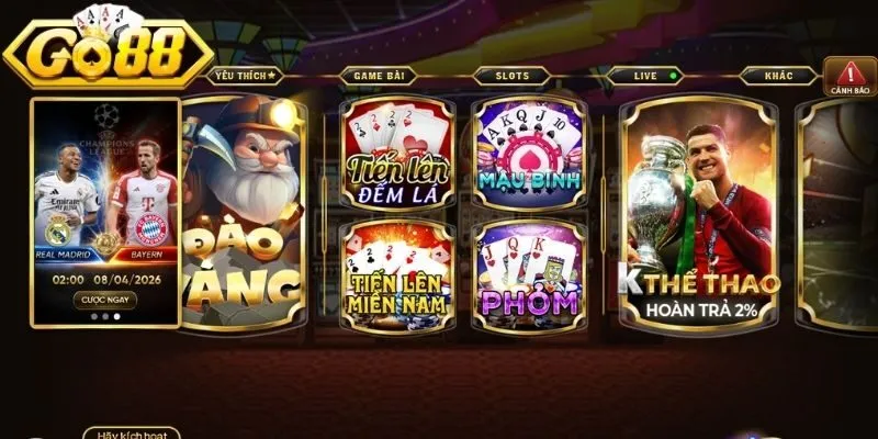 Nhiều game bài Go88 hay được cộng đồng yêu thích
