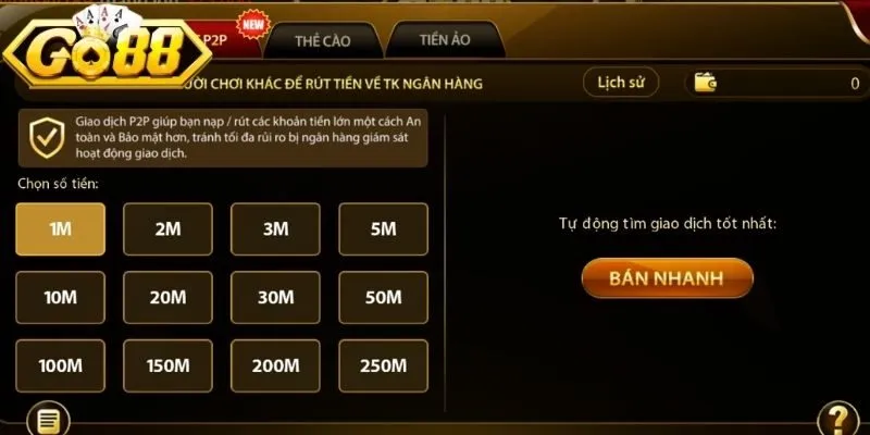 Rút tiền Go88 thông qua những kênh giao dịch hiện đại